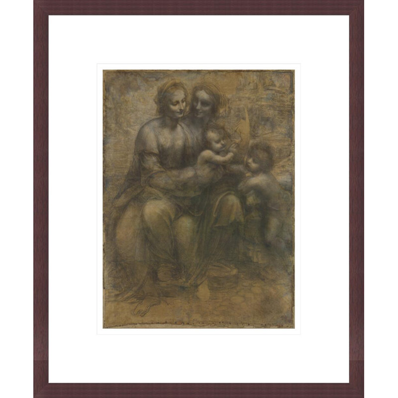 La Vierge à  l'Enfant avec sainte Anne et saint Jean-Baptiste, de Léonard de Vinci - Reproduction giclée encadrée