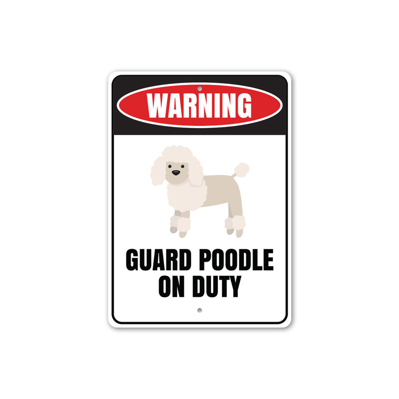 Panneau de garde caniche en aluminium, H 14 po x l 10 po x P 0,04 po