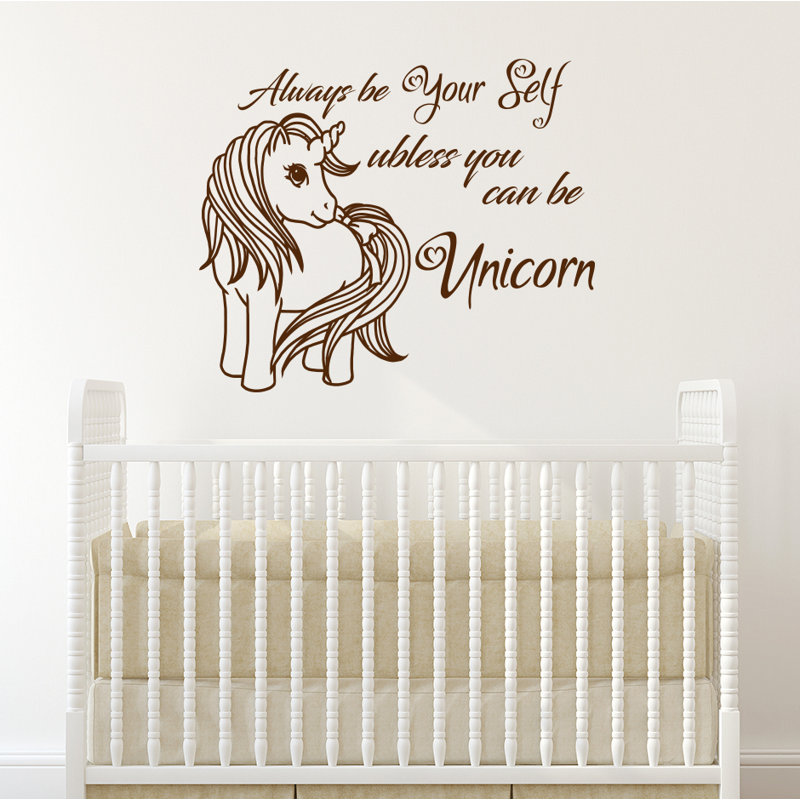 Décalcomanie murale chambre de bébé licorne, Brun