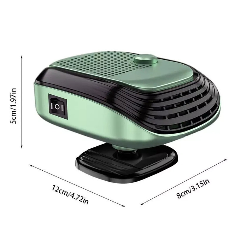 Car Heater Defroster 12v Windshield Defogger 360° Rotation Heating Cooling Fan, Green
