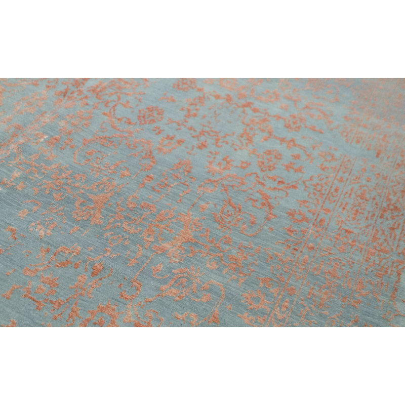 Hand-Knotted High-Quality Silver and Orange Area Rug
