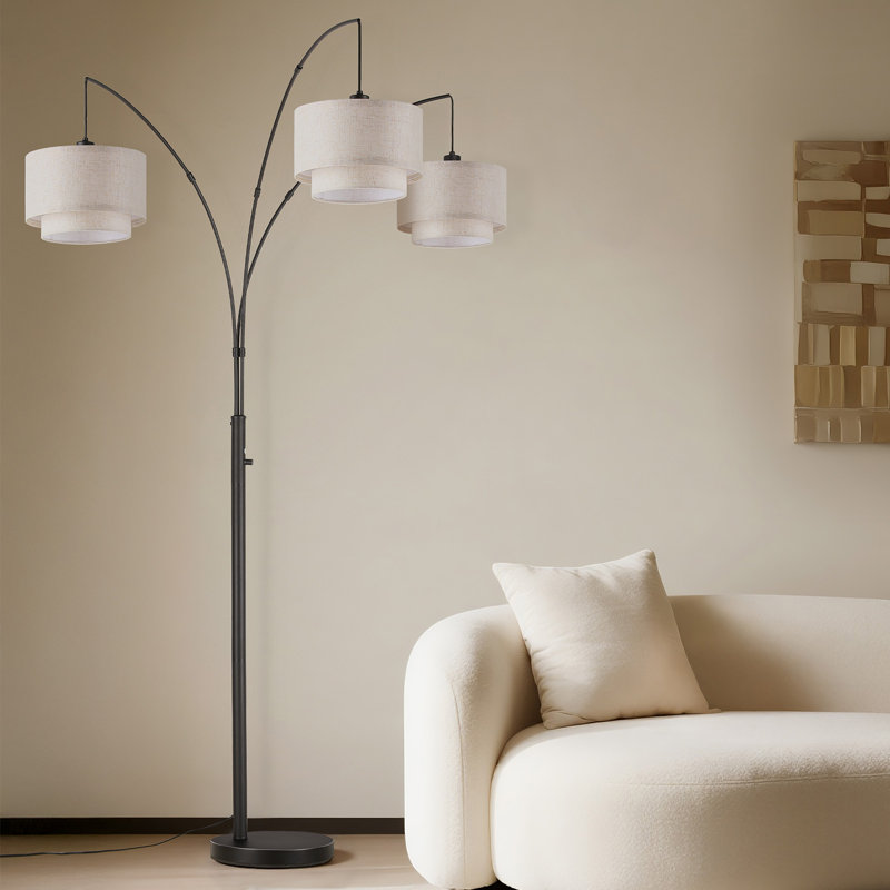 Lampe sur pied à branches 3 lumières 81,5 "avec 3 ampoules incluses, Noir