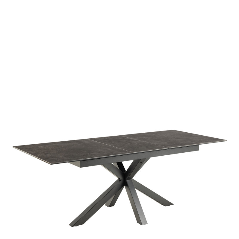 Harrisonburg Extendable Metal Base Dining Table, 76cm H x 90cm W x 210cm L, Black