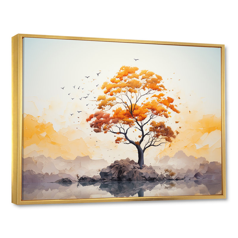 " Whispers Of Fall Foliage Tree ", Gold Floater Framed, 20" W x 12" H x 1" D
