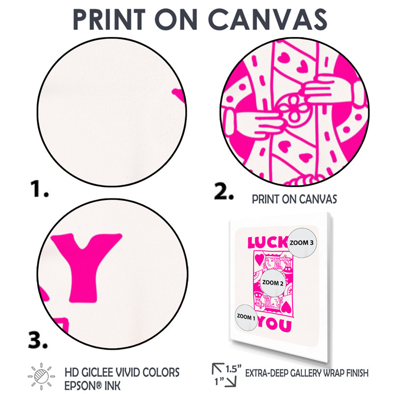 «Pink Lucky You», carte des citations de la mode, salon, H 32 po x l 16 po, Cadre simple noir