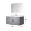 Meuble-lavabo gris foncé de 91 cm (36 po) avec comptoir en marbre, robinetterie incluse, miroir DEL, surface résistante aux égratignures et aux taches. Dimensions : 91 cm (36 po) L x 56 cm (22 po) P. Robinetterie en résine.