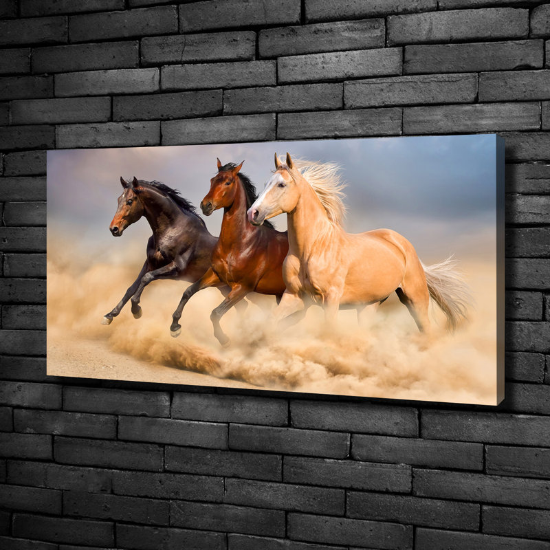Horses In A Gallop - No Frame Print on Canvas, 50cm H x 100cm W