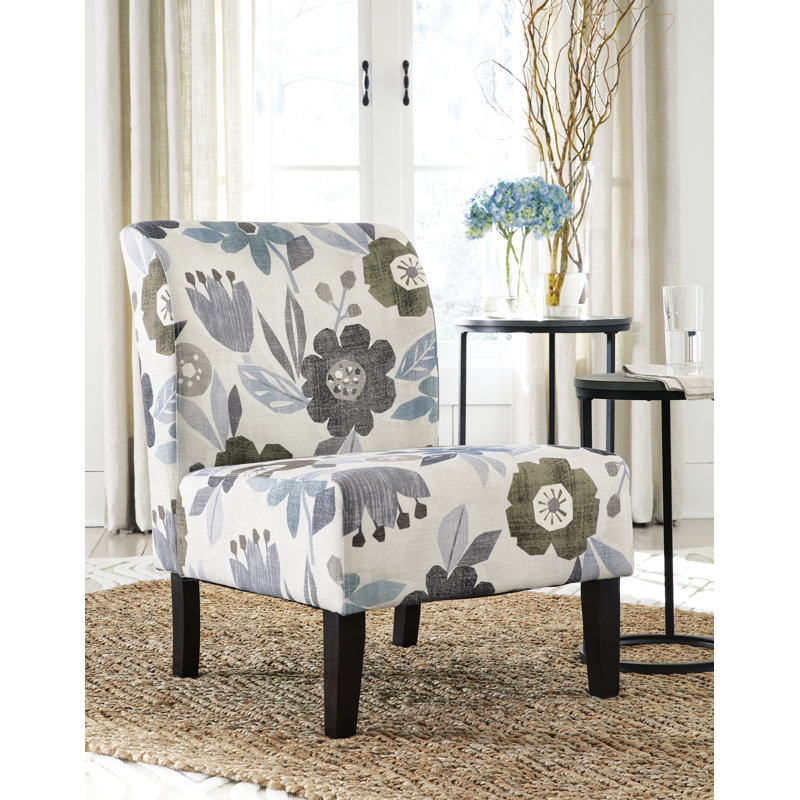 Henn Accent Chair, Blue/Gray/Beige Fabric