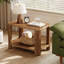 Solid Wood End Table, 2-Tier Couch Side Table with Storage, Rectangle Bedside Nightstand Table for Bedroom, Living Room
