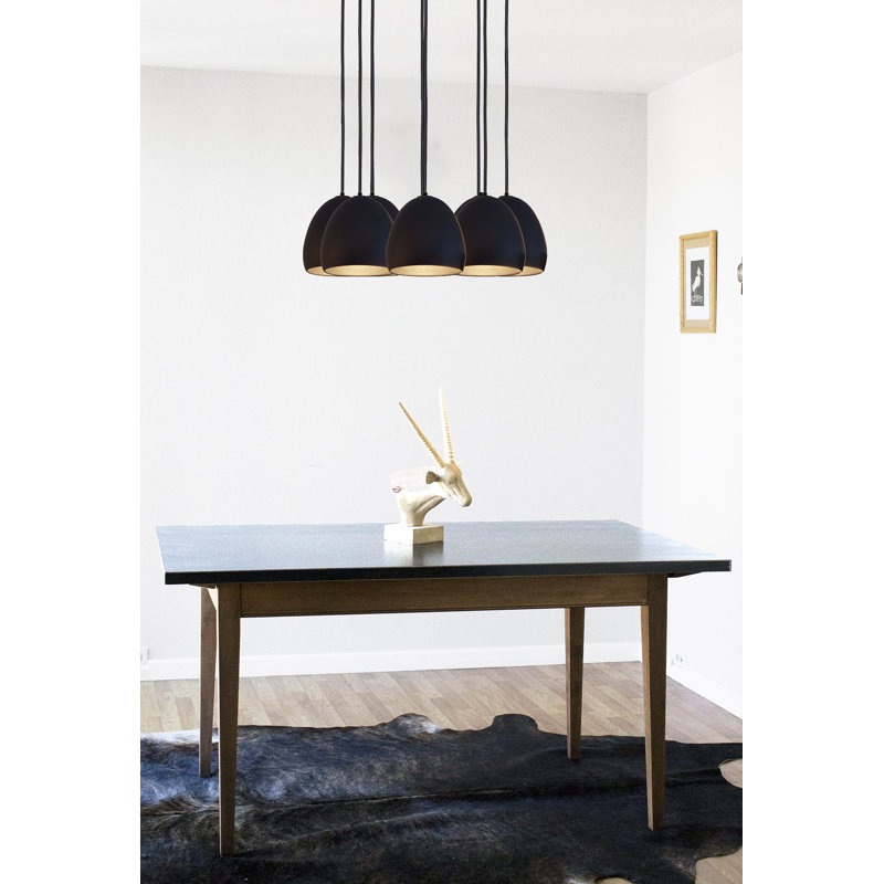 Lustre en forme de dôme à 8 lumières, Noir, DEL, H 150 po