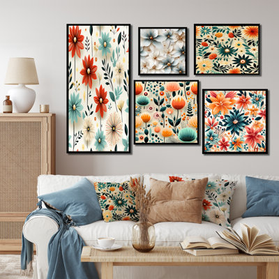 Carnesville - Floral Wall Art Prints Set Of 5