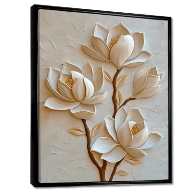 Beige Magnolia Tree Glow I - Magnolias Wall Art Living Room