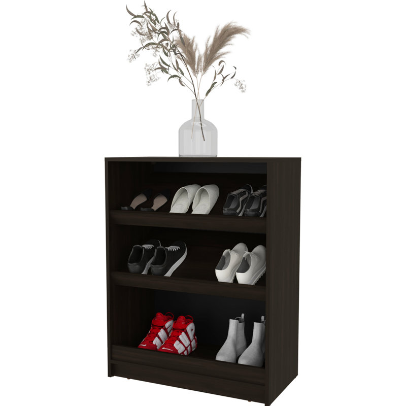 Étagère à chaussures ouverte à 3 niveaux pour panneaux de particules pour chambre à coucher, livres, décor ou articles de tous les jours, l 35,18 po de hauteur, 13,95 po de largeur, 27,85 po de profondeur, porte-objets,