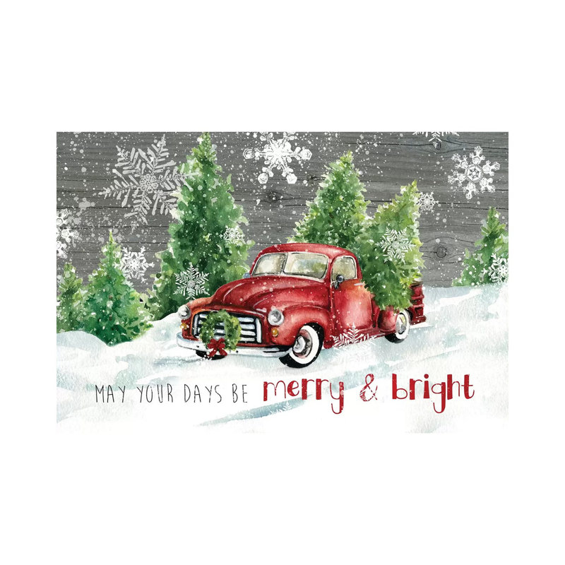 Merry And Bright Christmas Truck by Carol Robinson - Print on Canvas, Wrapped Canvas, 66.04 cm H x 45.72 cm W x 1.91 cm D