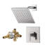 Garniture de douche de la collection Rift seulement: pomme de douche carrée de 7 po, ensemble de poignées et valve brute incluse - nickel brossé-36865904