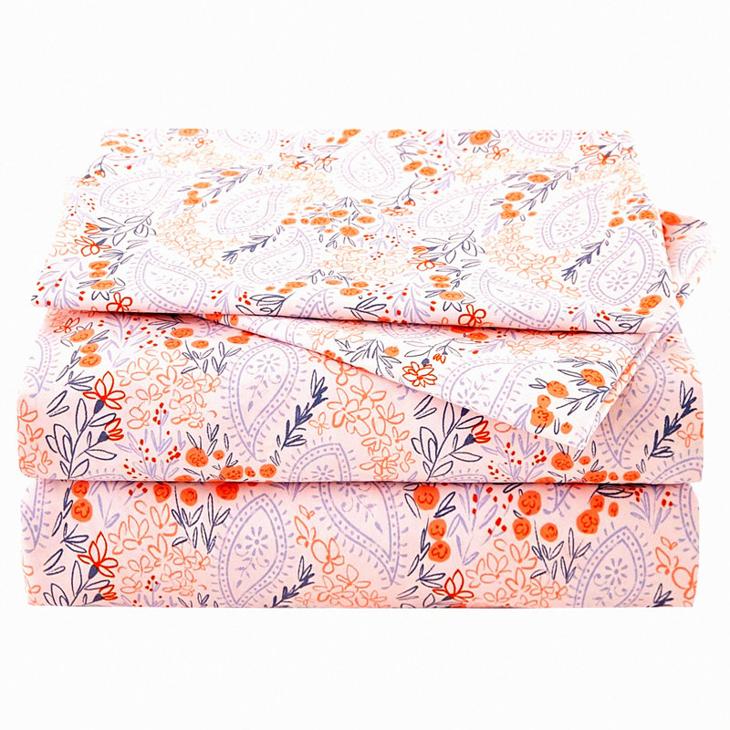 Floral Damask Tufted Sheet Set - Soft Wrinkle Resistant Bedding - Dorm Room Essentials Collection, Pink Floral