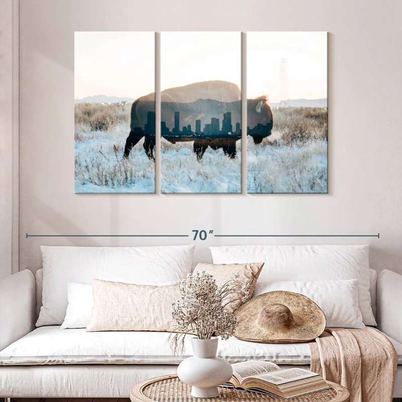 Bison de Brampt et horizon, H 32 po x l 50 po