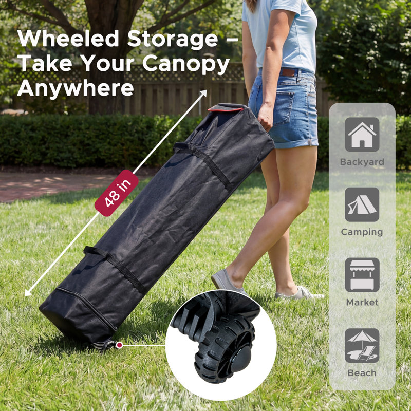 Sunjoy 10 ft. W x 10 ft. D Portable Pop-Up Gazebo with Detachable LED Light and Storage Bag,  Gray, Gray