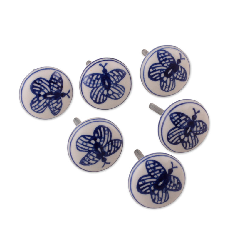 Ensemble de 6 boutons en céramique Novica