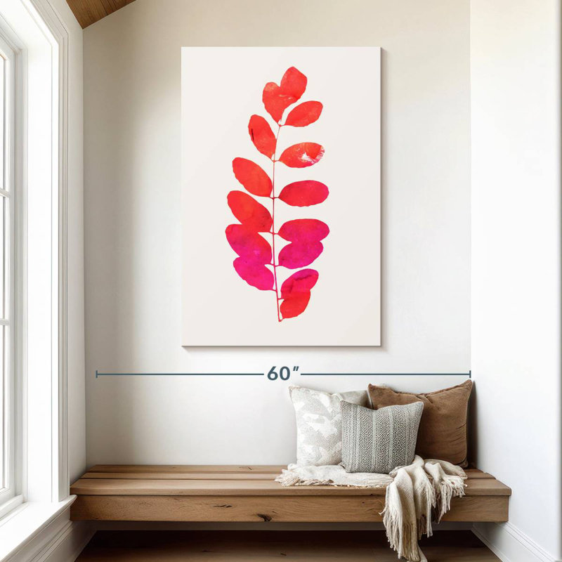 Harnek Leaf Print Pink, 48" H x 32" W