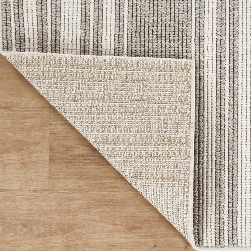 Abani Rugs LUC130A Striped Loop Texture Grey Cream Area Rug, Rectangle 6' x 9'
