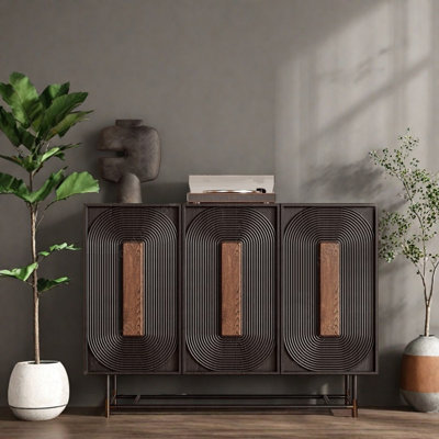 Mid-Century Modern Solid Wood Entryway Cabinet