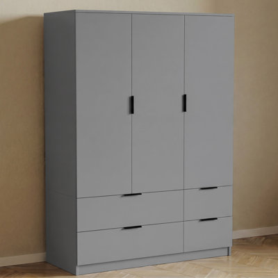 Modern 3 Door 4 Drawer Wardrobe with Hanging Space for Bedroom Storage & Organisation