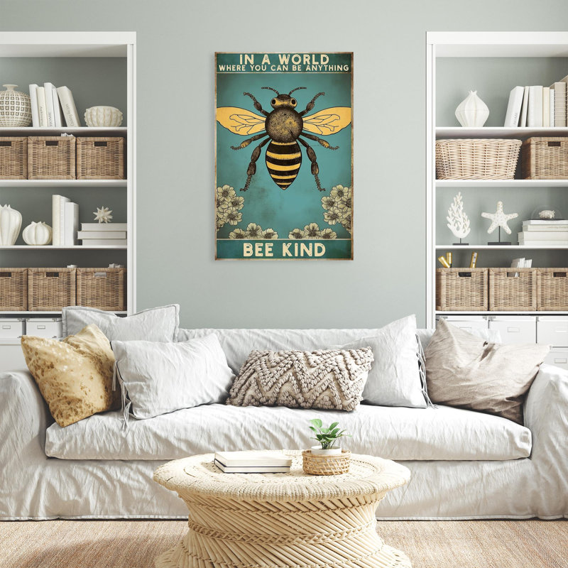 Chevone Bee Kind - 1 pièce, impression sur toile tendue sur toile tendue, H 36 po x l 24 po x P 1,25 po