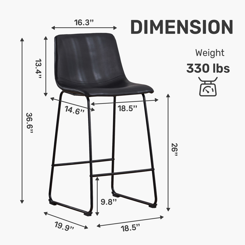 Scher Dining Chairs, Counter Stool & Bar Stools, Counter Stool (26" Seat Height), Black
