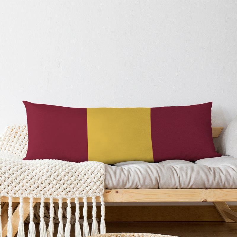 Polyester Medium Pillow, Maroon/Yellow/Maroon, Adairsville