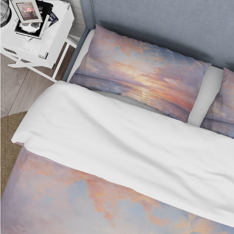 Sunset Cotton Candy Skies V - Ensemble de housse de couette paysages - Microfibre de polyester