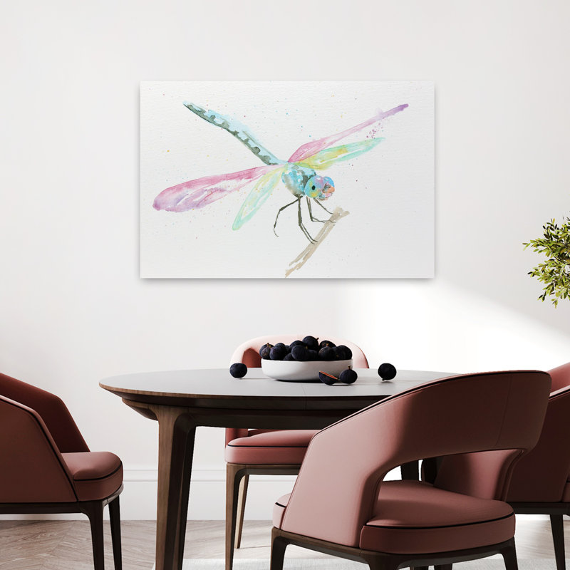Libellules sur une branche aux couleurs pastel, délicat libellule délicate, H 36 po x l 24 po