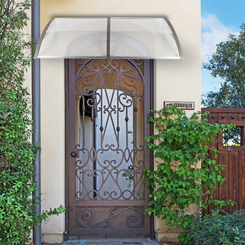 Door Wndow Awning Rain Cover Eaves, 10" H x 77" W x 38" D, Clear/Gray