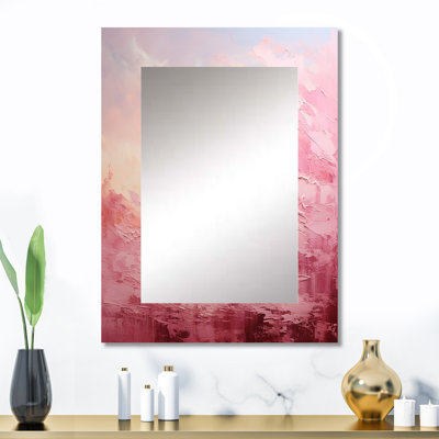 «Pink Horizon» - paysage unique, grand miroir mural rose, impression d'art en métal