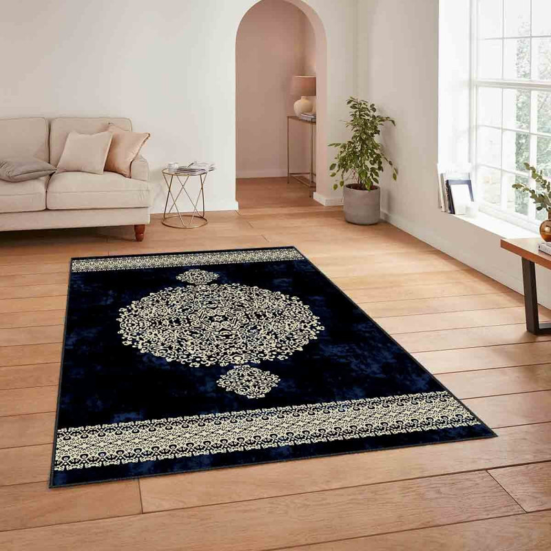 Premium Woven Carpet, 3.3 x 4.6 Feet | 100% Polyester, 740 g/m² | Non-Slip Felt Dot Underside, Machine Washable at 86°F, 0.16 Inch Pile Height | Stylish Digital Print, Easy to Clean, Perfect for Any Room