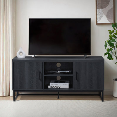 47 po Meuble télé en bois avec 2 armoires de rangement pour téléviseur de 50 po ou moins