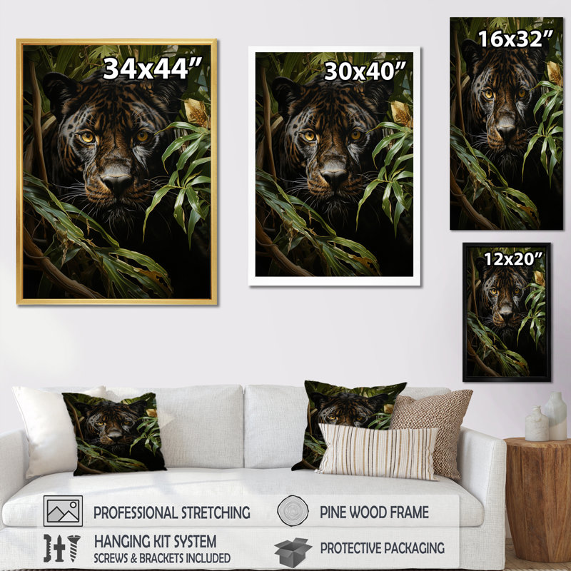 «Black Green Panther», impression réaliste sur toile Vista, Cadre photo noir, H 32 po x l 16 po x P 1 po