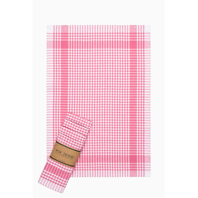 Premium Hand Towel Set (5 Pieces), Pink Checkered Pattern, 17.7 x 25.6 inches | 85% Cotton / 15% Polyester, 7.9 oz/sq ft | Machine Washable at 30-40°C | Soft, Absorbent and Stylish for Bathroom or Kitchen Decor
