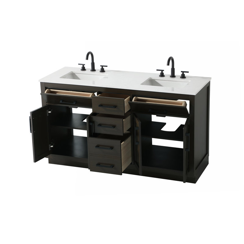 Meuble-lavabo double 60 po Ahner, Brun moka