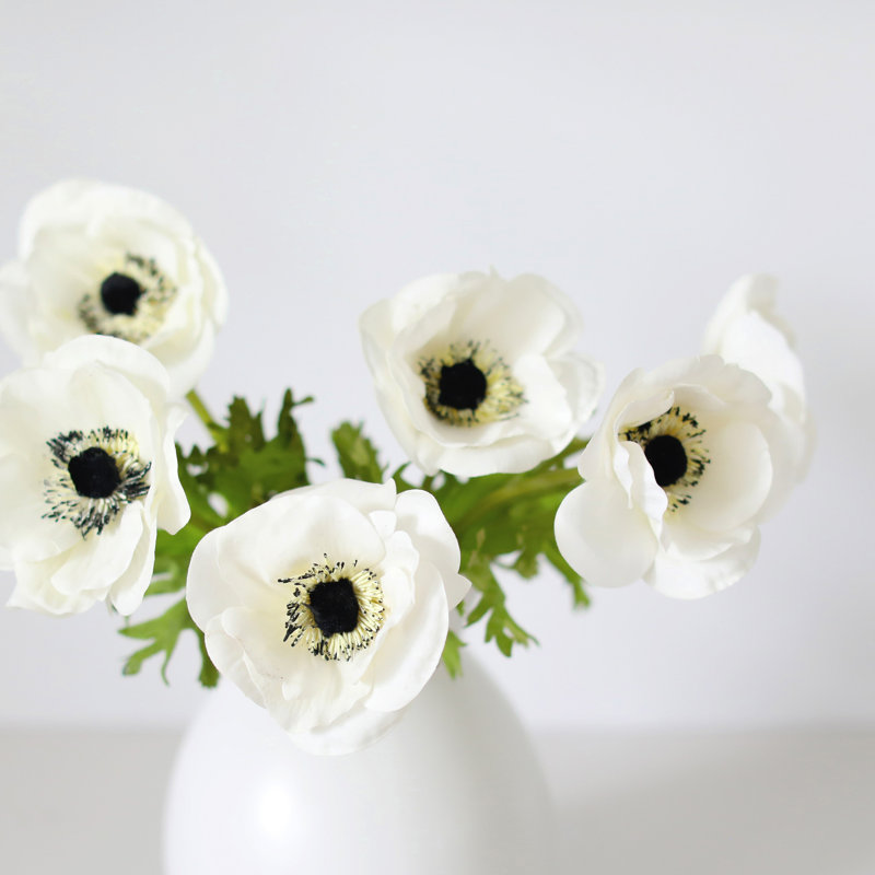 Real Touch Anemone Faux Floral, White