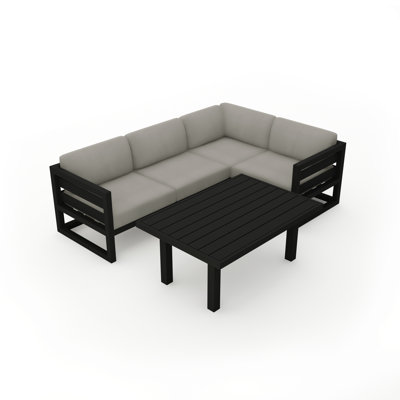Avion Classic 5 Piece Sectional Set - Black - Cast Lagoon