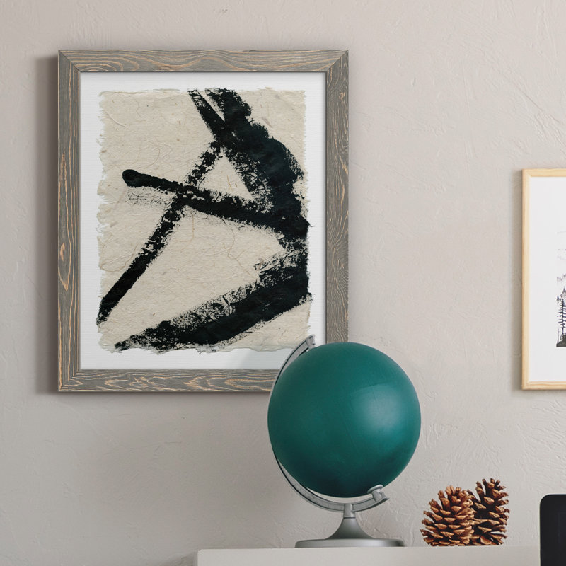 «Lines Crossed I», peinture sur toile encadrée, Encadré gris, H 20 po x l 17 po x P 1,5 po