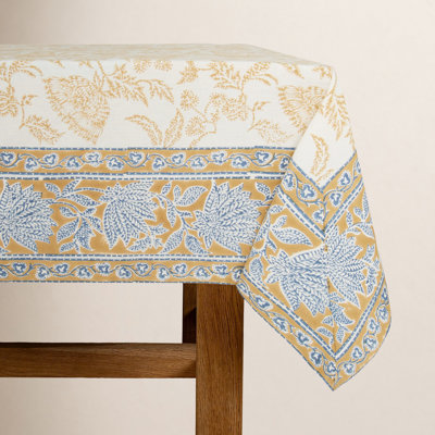 Peeples Tablecloth - Blue/Brown - 71" x 142"
