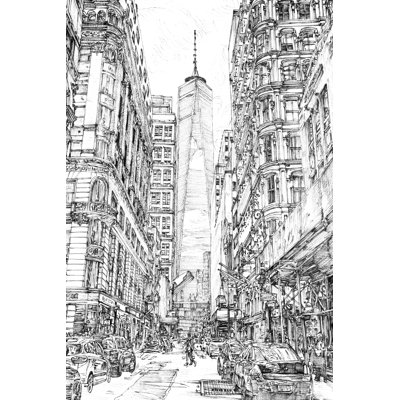«City in Black and White I» par Melissa Wang - impression sur toile tendue