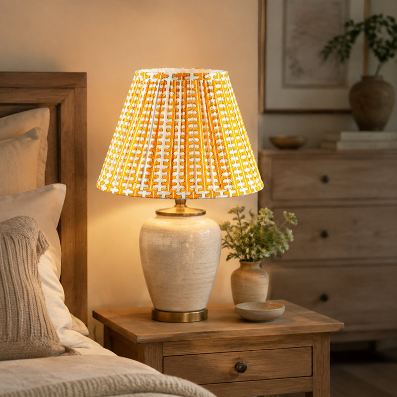 Handcrafted Meadow Striped Cotton Yellow Lampshade