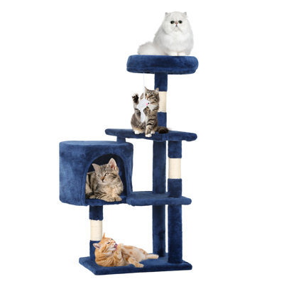 Cat Tree Cat Condo Stand Cat Tower Durable Cat Scratching Post & Cozy Fun Indoor Cat Jumping Platform Multi-Level Furniture Scratching Posts Kitty Activity Center With Toys For Indoor Cats,