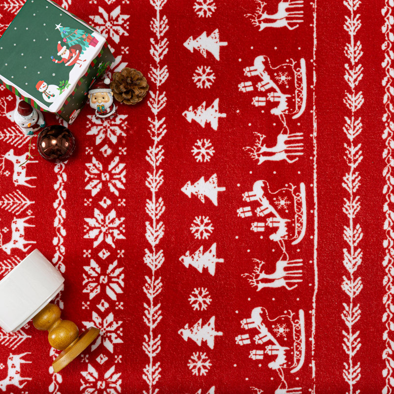 Christmas Decorative Area Rug Machine Washable Rug with Non-Slip Backing, Runner 2' x 8'