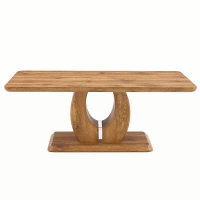 Modern simple luxury rectangular coffee table in wood color. The computer desk. The game table.