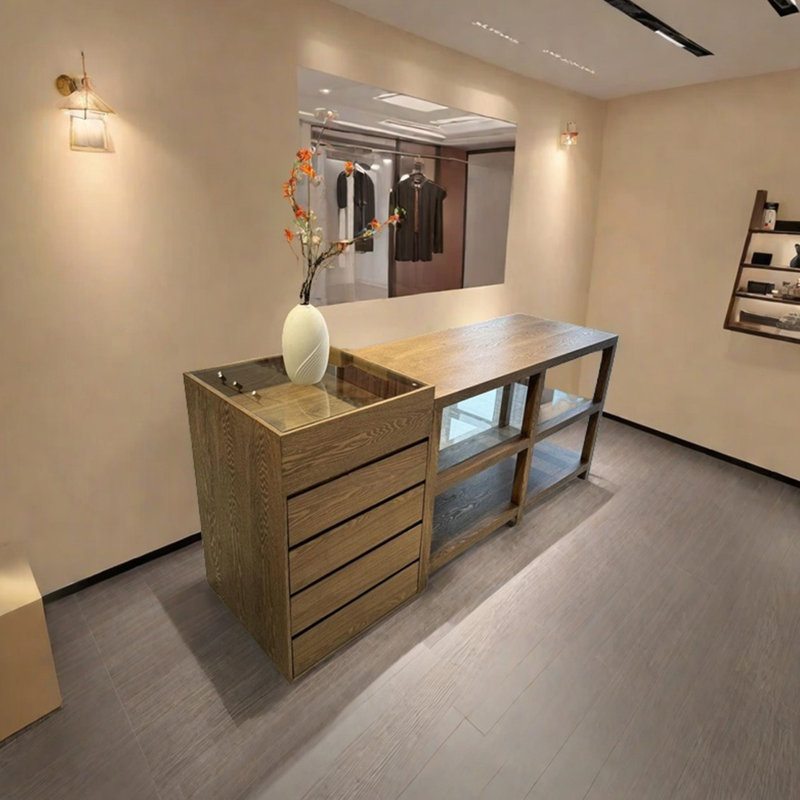 Vitrine d'îlot central de style rétro, H 35,43 po x l 78,74 po x P 23,62 po