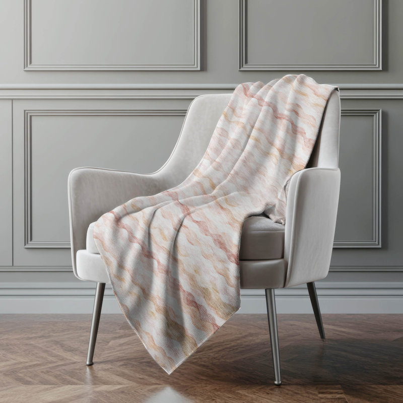 Addison Machine Washable Sherpa Ribbons Throw Blanket, Peach